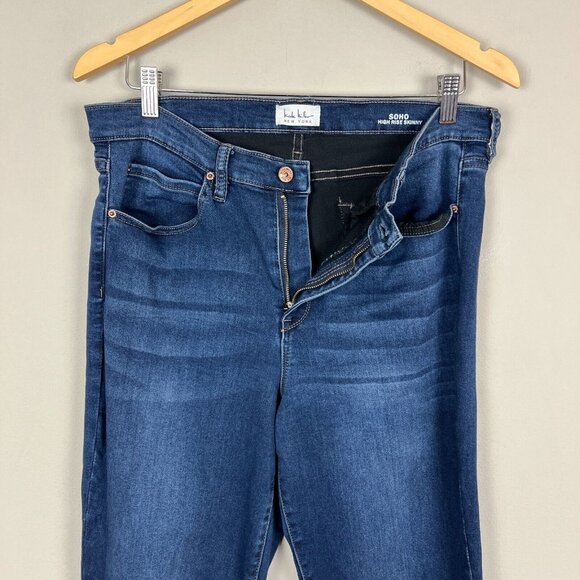Nicole Miller Soho High Rise Skinny Jeans Womens 14 Dark Blue Stretch Denim - Picture 7 of 14